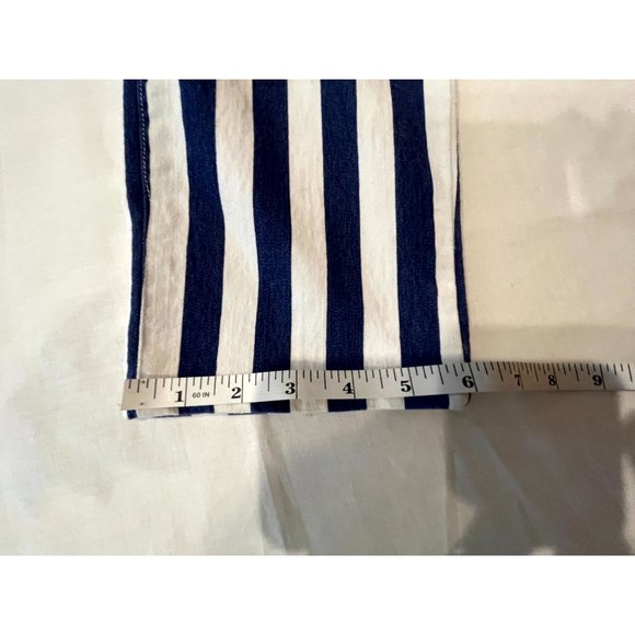 Akira Chicago Womens Striped Jumpsuit Stretch Pockets White Blue Size Large - Picture 9 of 11